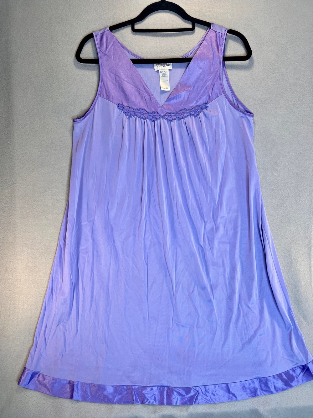 Vanity Fair Sleeveless Purple Nylon Nightgown Medium Vintage Babydoll Coquette
